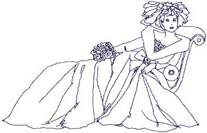 Redwork Bride #1 Embroidery Design