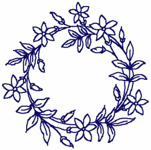 Redwork Round Floral Frame Embroidery Design