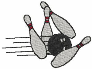 Bowling Ball in Action Embroidery Design