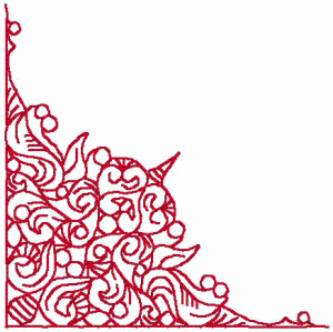 Redwork Filigree Corner Embroidery Design