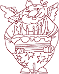 Redwork Happy Birthday Circus Clown Embroidery Design