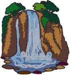 Rushing Waterfall Embroidery Design