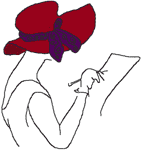 Red Hat Lady with Tablet Embroidery Design