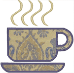 Coffee Cup Applique Embroidery Design