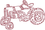 Redwork Farm Tractor Embroidery Design