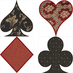 Playing Card Suit Appliques Embroidery Design