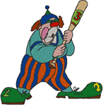 Batter Up! Baseball Clown Embroidery Design