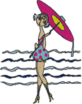 In Bloomers at the Beach Embroidery Design