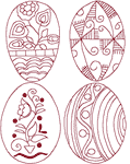 Redwork Czech Easter Eggs Embroidery Design