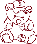Machine Embroidery Design: Redwork Little Buddy Heartthrob Teddy Bear