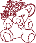 Machine Embroidery Design: Redwork Little Miss Heartthrob Teddy Bear