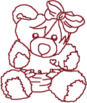 Redwork Little Baby Girl Heartthrob Bear Embroidery Design