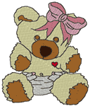 Little Baby Girl Heartthrob Bear Embroidery Design