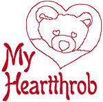 Machine Embroidery Design: Redwork My Heartthrob Teddy Bear
