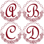 Redwork French Roses Alphabet Embroidery Design