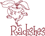 Redwork Madcap Cookery: Radishes Embroidery Design