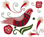 Alfold Folk Art Bird Embroidery Design