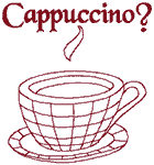Redwork Hot Cappuccino! Embroidery Design