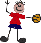 Stick Figure Boy with Basketball Embroidery Design