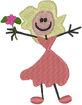 Machine Embroidery Design: Stick Girl with Long Hair