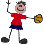Stick Figure Kids at Play Embroidery Design