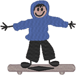 Machine Embroidery Design: Stick Boy on Skateboard