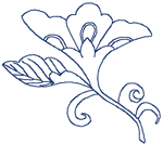 Redwork Asian Flower Embroidery Design