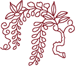 Redwork Asian Berries Embroidery Design