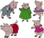 5 Country Pigs Embroidery Design