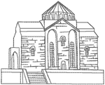 Redwork Old Cathedral Embroidery Design