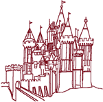 Redwork Fairy Castle Embroidery Design