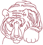 Redwork Tiger Embroidery Design