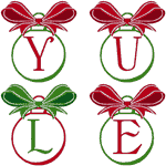 Christmas Bows & Ornaments Alphabet Embroidery Design