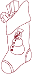 Redwork Christmas Snowman Stocking Embroidery Design