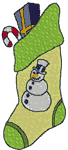 Christmas Snowman Stocking Embroidery Design