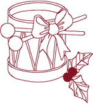 Redwork Christmas Drum Embroidery Design