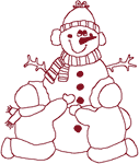 Machine Embroidery Designs: Redwork Making a Snowman Design