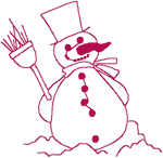Redwork Snowman with His Broom Embroidery Design