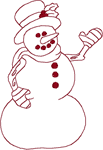 Redwork Snowman & Mittens Embroidery Design