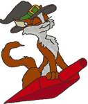 Witch Cat & Flying Dustpan Embroidery Design