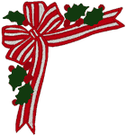 Striped Ribbon & Holly Embroidery Design