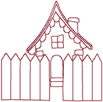 Redwork Little Cottage Embroidery Design