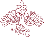 Redwork Partridges & Pear Embroidery Design