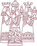 Redwork Three Wise Men Embroidery Design