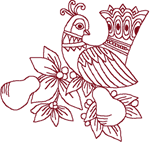 Redwork Partridge in a Pear Tree Embroidery Design