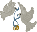 Wedding Rings Doves Embroidery Design