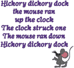 Hickory Dickory Dock Embroidery Design