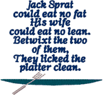 Jack Sprat Embroidery Design