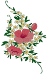 Dusty Rose Pink Flower Spray Embroidery Design