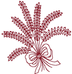 Redwork Wheat Spray Embroidery Design